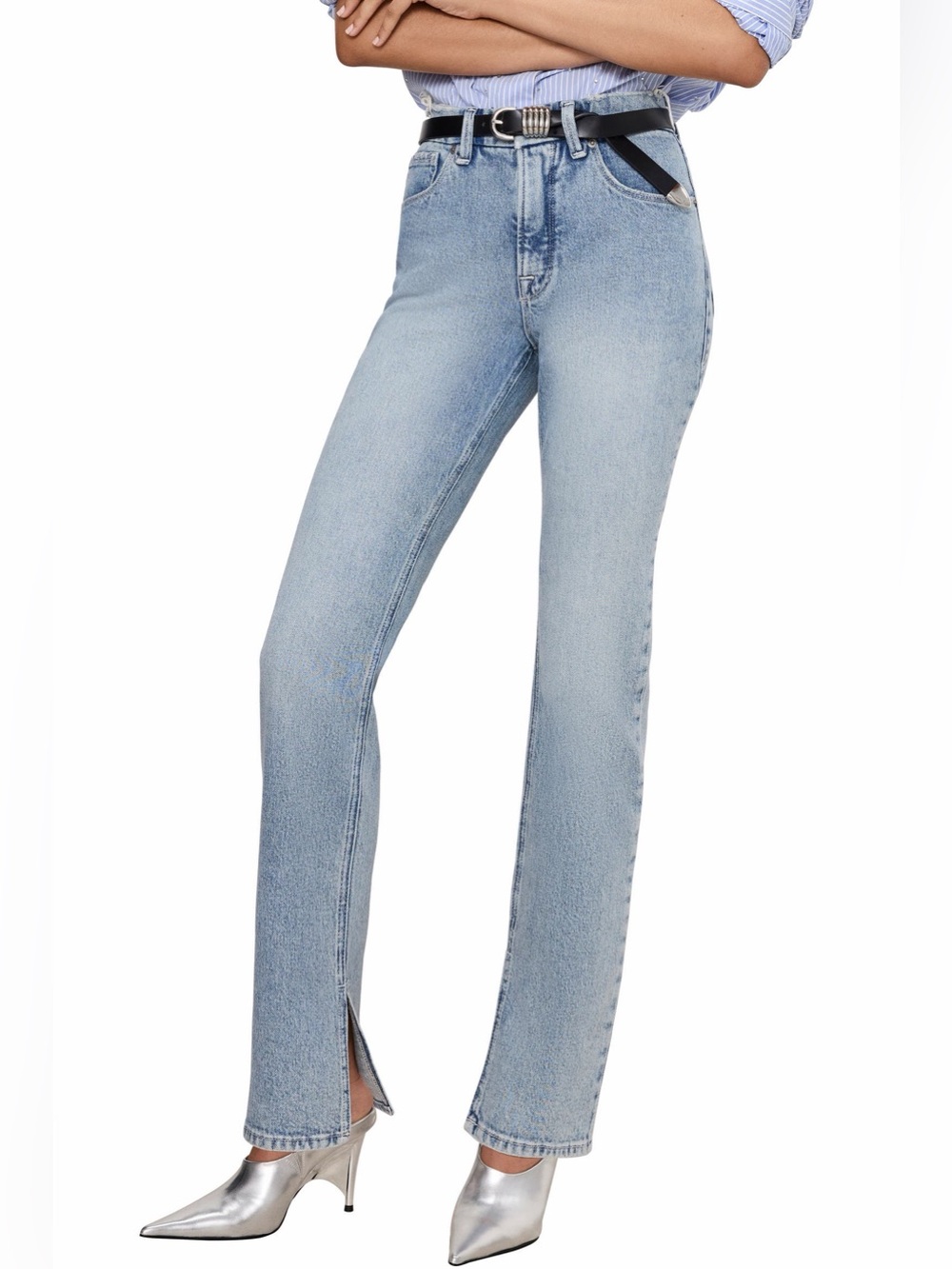 Good American High Waist Slit Inseam Jeans